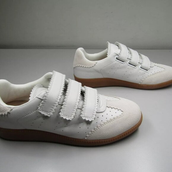 NEW SILENT D Womens Seena Sneakers Hook & Loop Low-Top Suede Toe White - Picture 4 of 9